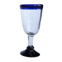 Cobalt Blue Rim 8 oz Tapered Wine Goblets (set of 6)